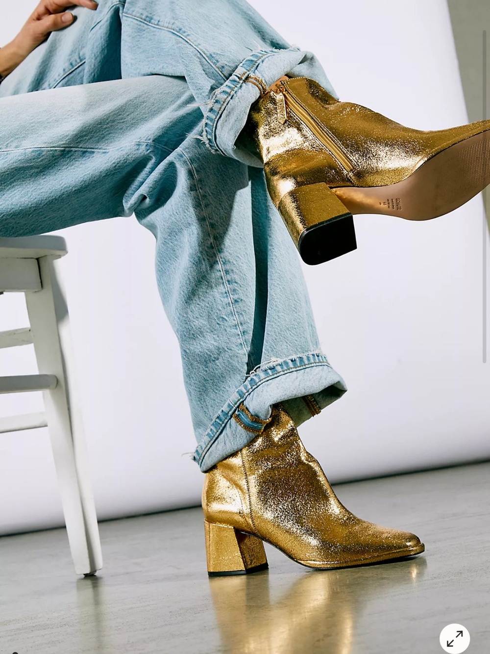 Schutz Good Fortune Metallic Gold Ankle Boots Size 9.5B Sold Out
